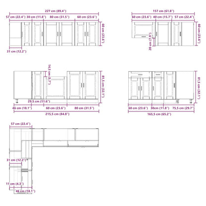 vidaXL 11 Piece Kitchen Cabinet Set Porto White Engineered Wood