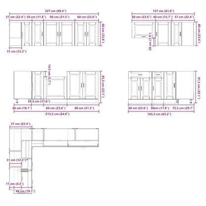vidaXL 11 Piece Kitchen Cabinet Set Porto Artisan Oak Engineered Wood