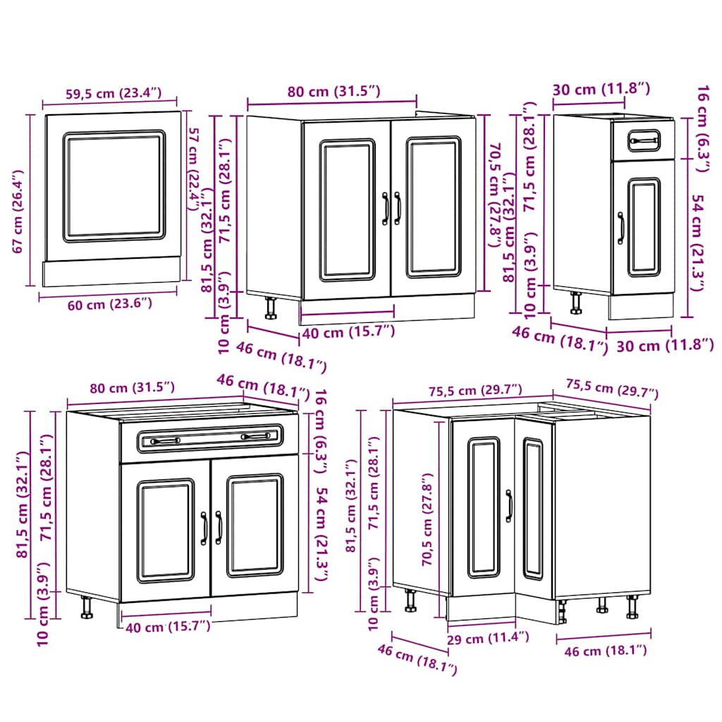 vidaXL 11 Piece Kitchen Cabinet Set Kalmar Gloss White Engineered Wood