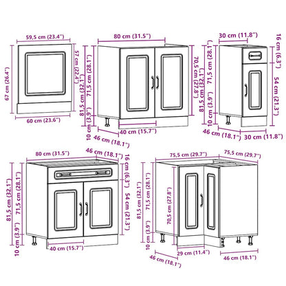 vidaXL 11 Piece Kitchen Cabinet Set Kalmar Gloss White Engineered Wood