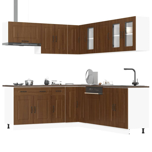 vidaXL 11 Piece Kitchen Cabinet Set "Kalmar" Brown Oak Engineered Wood
