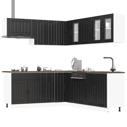 vidaXL 11 Piece Kitchen Cabinet Set Lucca Black Engineered Wood