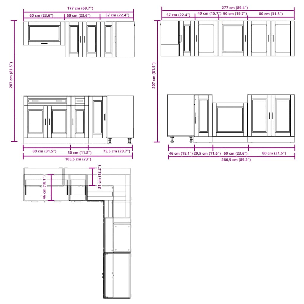 vidaXL 11 Piece Kitchen Cabinet Set Porto Artisan Oak Engineered Wood