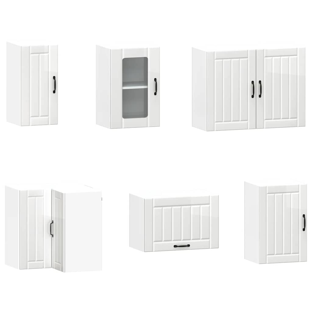 vidaXL 11 Piece Kitchen Cabinet Set Kalmar Gloss White Engineered Wood