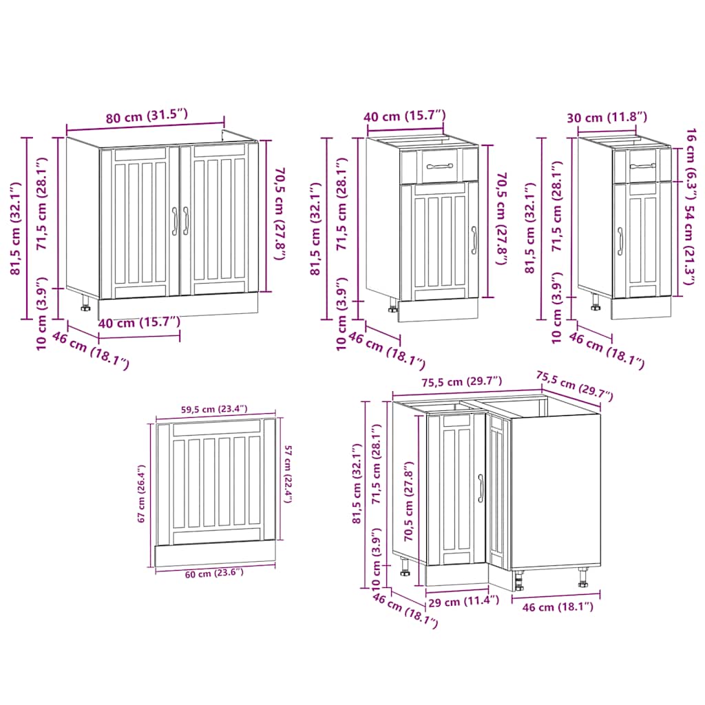 vidaXL 11 Piece Kitchen Cabinet Set Kalmar Sonoma Oak Engineered Wood
