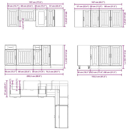 vidaXL 11 Piece Kitchen Cabinet Set Kalmar Concrete Grey Engineered Wood