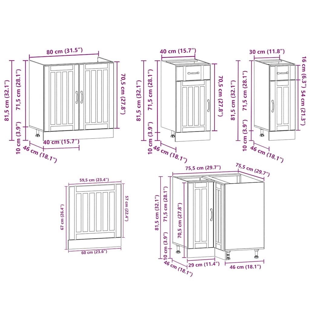 vidaXL 11 Piece Kitchen Cabinet Set Kalmar Concrete Grey Engineered Wood