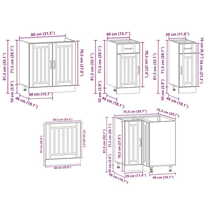 vidaXL 11 Piece Kitchen Cabinet Set Kalmar Concrete Grey Engineered Wood
