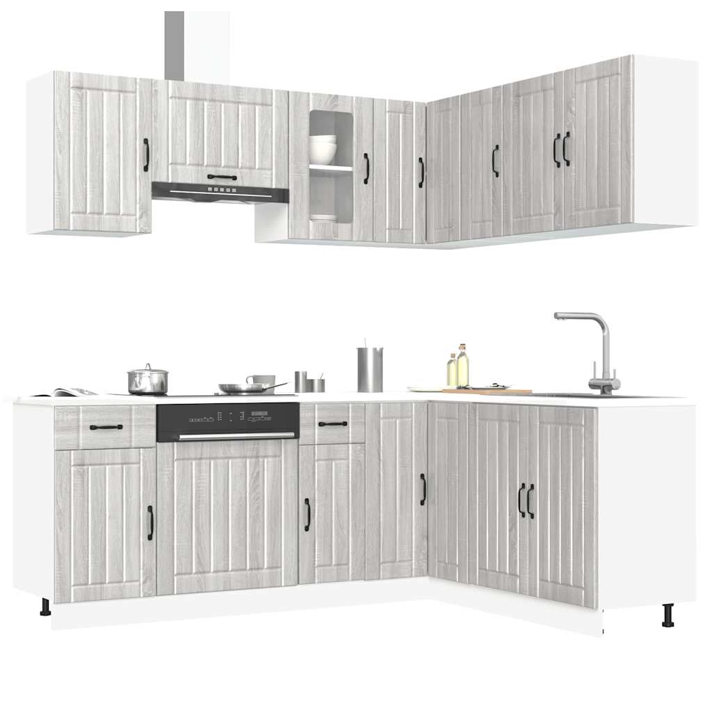 vidaXL 11 Piece Kitchen Cabinet Set Kalmar Grey Sonoma Engineered Wood