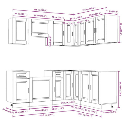 vidaXL 11 Piece Kitchen Cabinet Set Porto Gloss White Engineered Wood