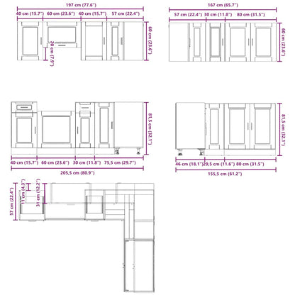vidaXL 11 Piece Kitchen Cabinet Set Porto Concrete Grey Engineered Wood