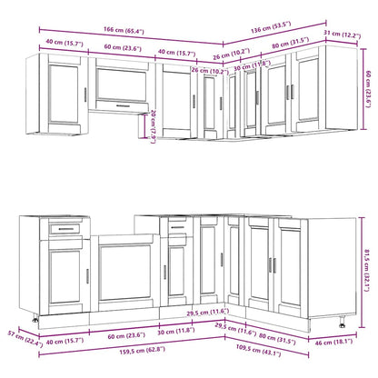 vidaXL 11 Piece Kitchen Cabinet Set Porto Grey Sonoma Engineered Wood