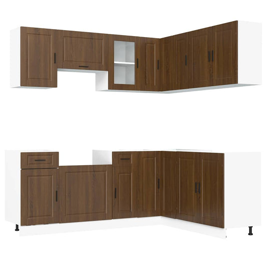 vidaXL 11 Piece Kitchen Cabinet Set "Porto" Brown Oak Engineered Wood