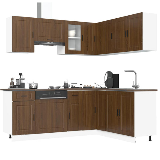 vidaXL 11 Piece Kitchen Cabinet Set "Porto" Brown Oak Engineered Wood