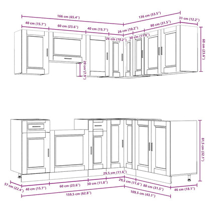 vidaXL 11 Piece Kitchen Cabinet Set Porto Old Wood Engineered Wood