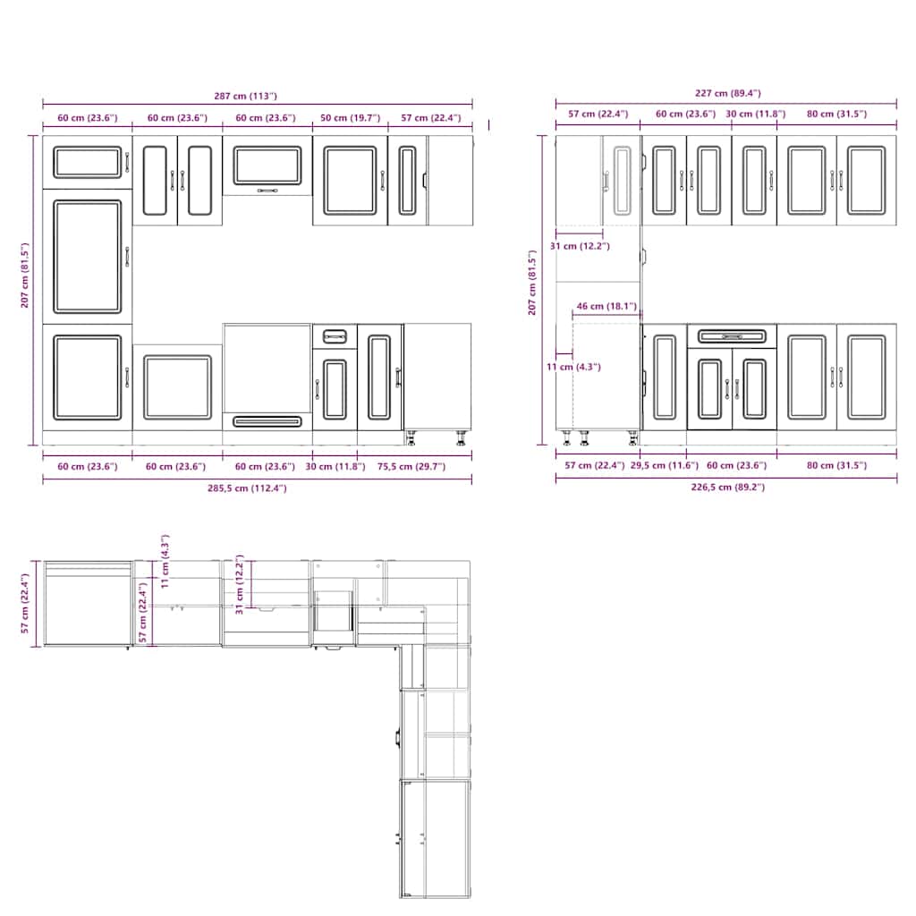 vidaXL 14 Piece Kitchen Cabinet Set Kalmar White Engineered Wood