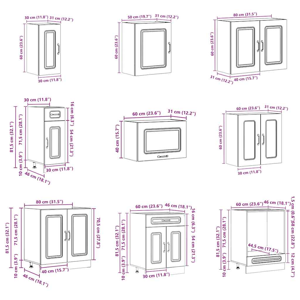 vidaXL 14 Piece Kitchen Cabinet Set Kalmar White Engineered Wood