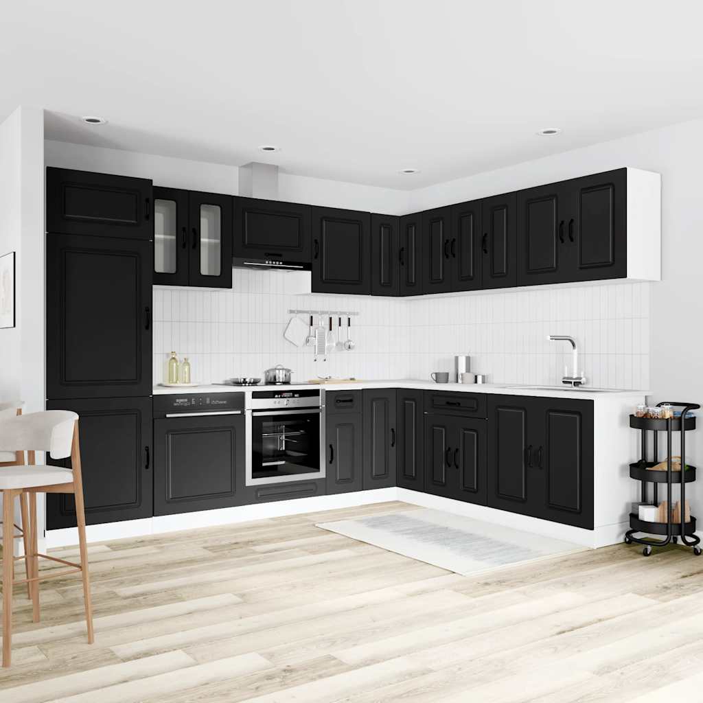 vidaXL 14 Piece Kitchen Cabinet Set "Kalmar" Black Engineered Wood