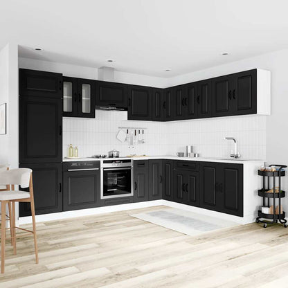 vidaXL 14 Piece Kitchen Cabinet Set "Kalmar" Black Engineered Wood