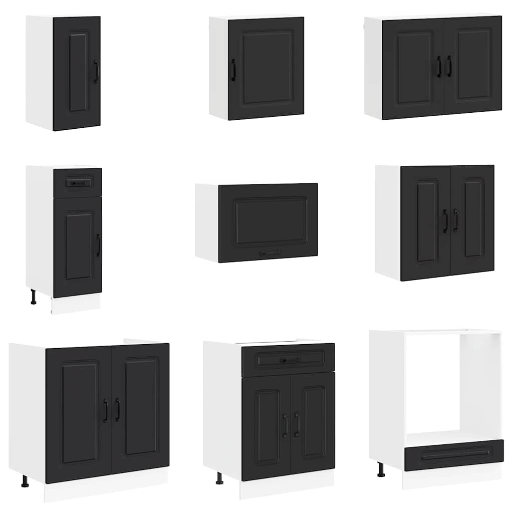 vidaXL 14 Piece Kitchen Cabinet Set "Kalmar" Black Engineered Wood