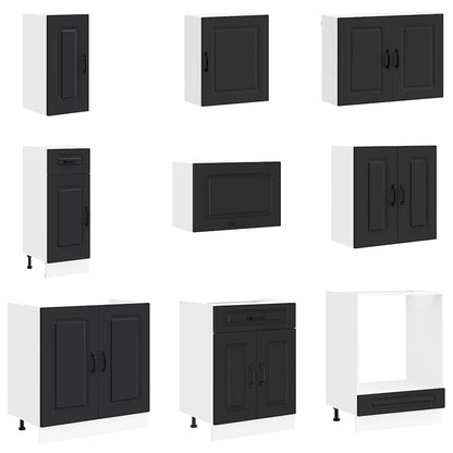 vidaXL 14 Piece Kitchen Cabinet Set "Kalmar" Black Engineered Wood