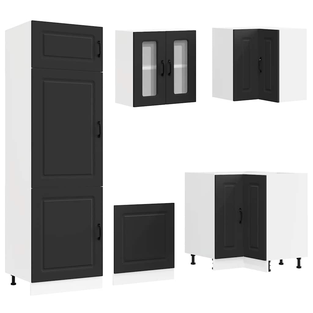 vidaXL 14 Piece Kitchen Cabinet Set "Kalmar" Black Engineered Wood