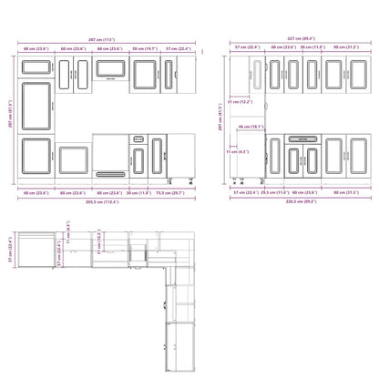 vidaXL 14 Piece Kitchen Cabinet Set Kalmar Black Engineered Wood