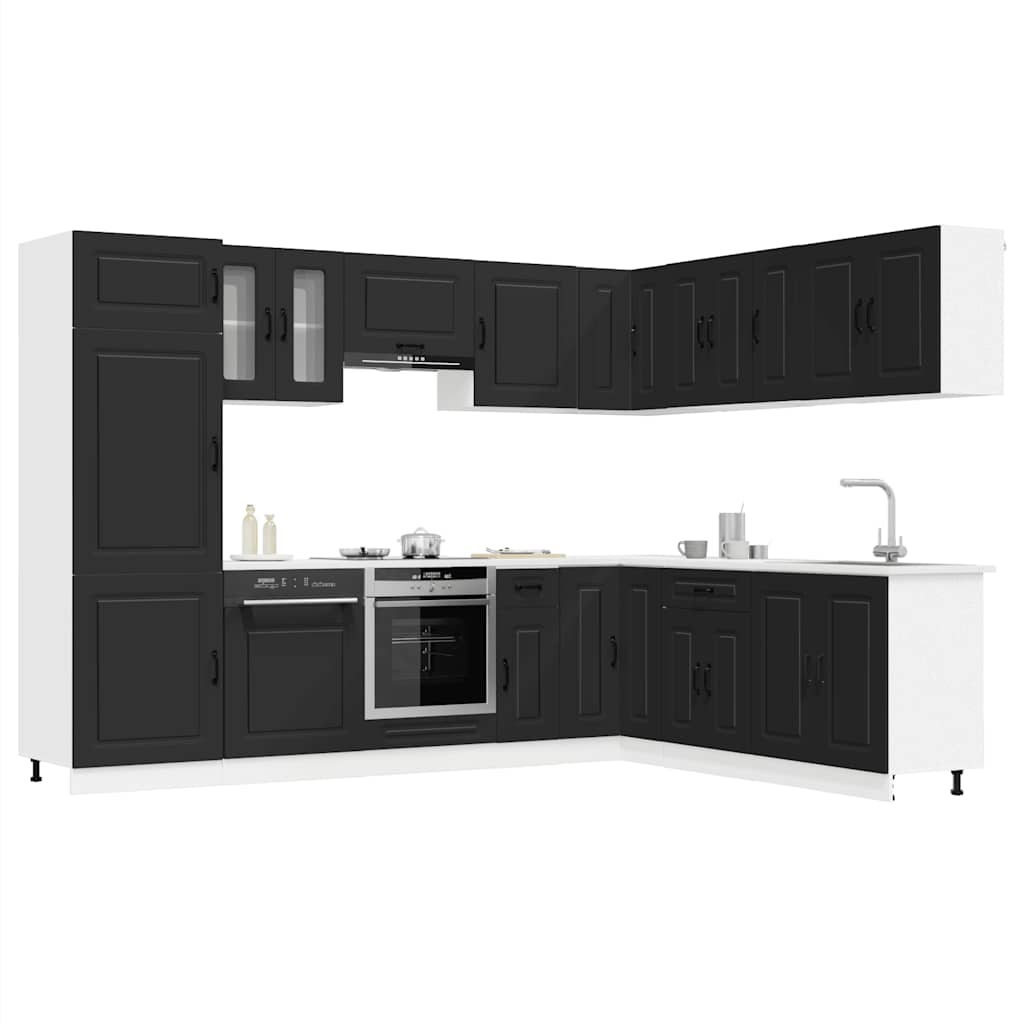 vidaXL 14 Piece Kitchen Cabinet Set "Kalmar" Black Engineered Wood