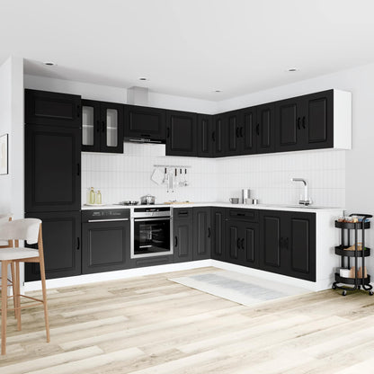 vidaXL 14 Piece Kitchen Cabinet Set "Kalmar" Black Engineered Wood