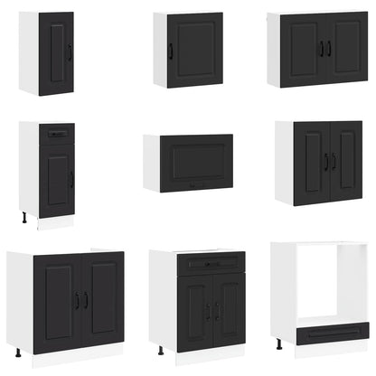 vidaXL 14 Piece Kitchen Cabinet Set "Kalmar" Black Engineered Wood