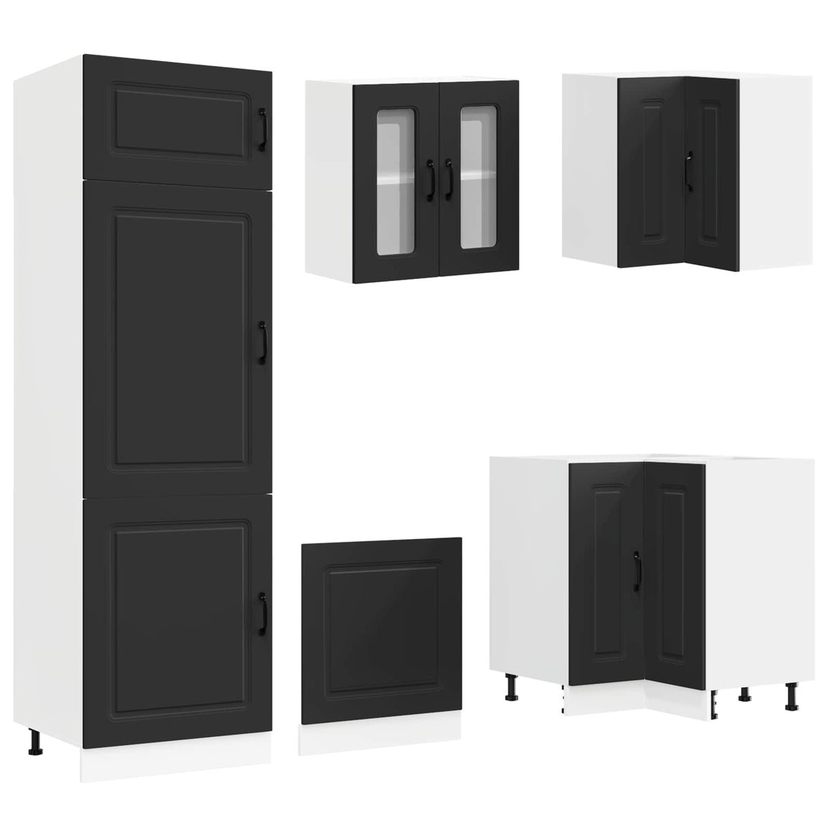 vidaXL 14 Piece Kitchen Cabinet Set "Kalmar" Black Engineered Wood