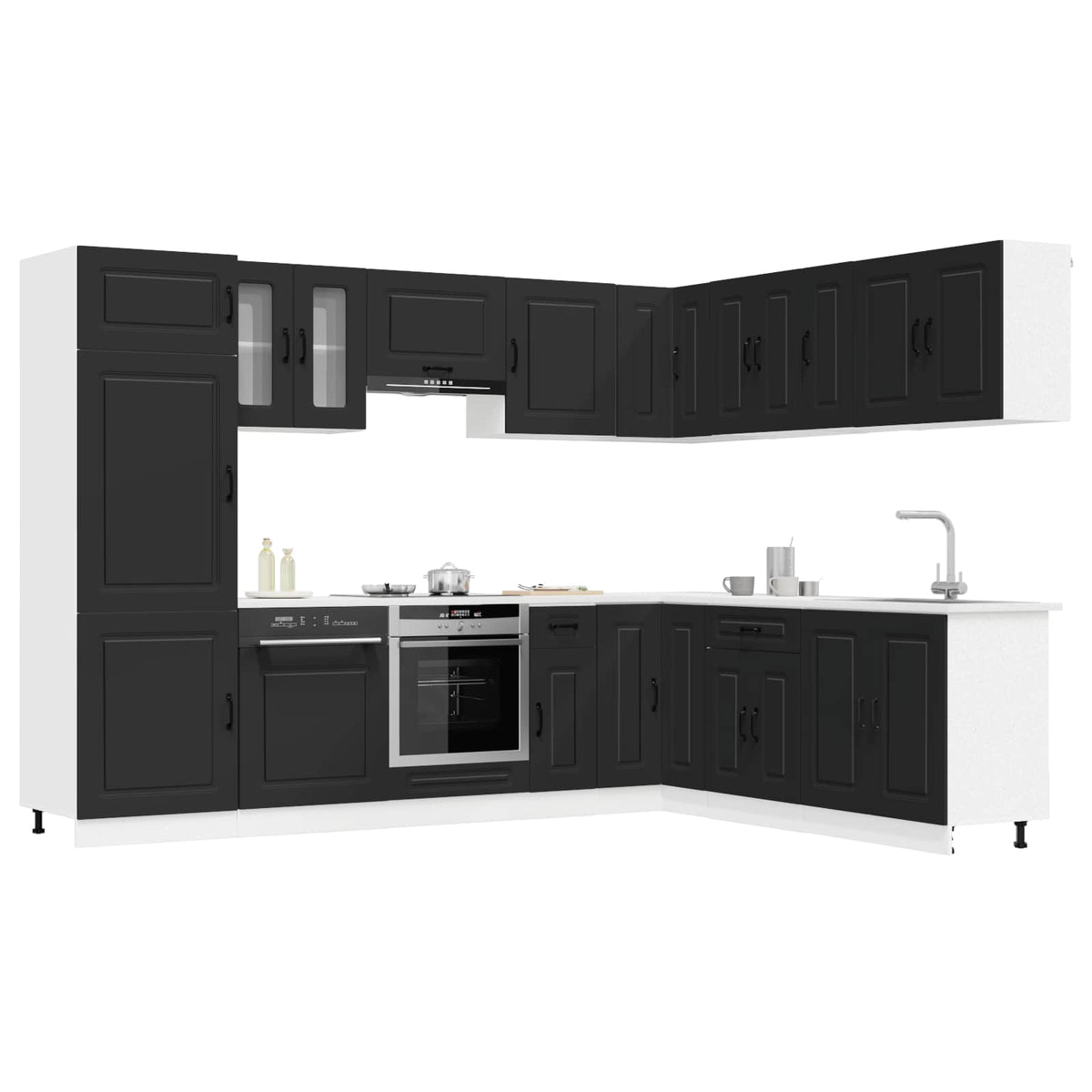 vidaXL 14 Piece Kitchen Cabinet Set "Kalmar" Black Engineered Wood