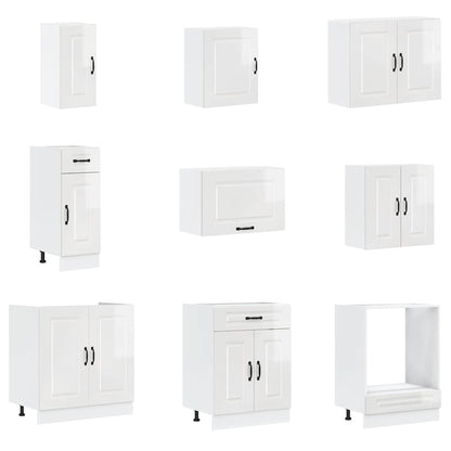 vidaXL 14 Piece Kitchen Cabinet Set Kalmar Gloss White Engineered Wood