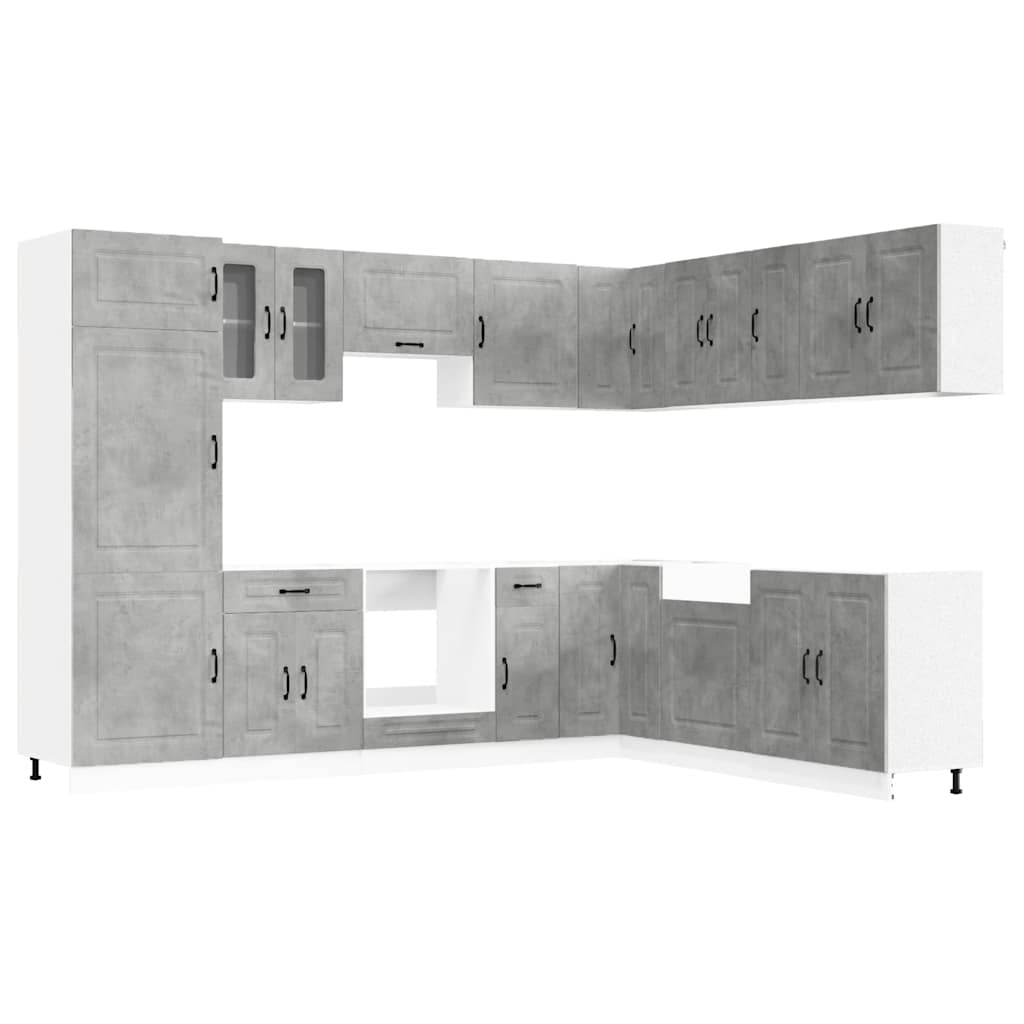 vidaXL 14 Piece Kitchen Cabinet Set "Kalmar" Concrete Grey