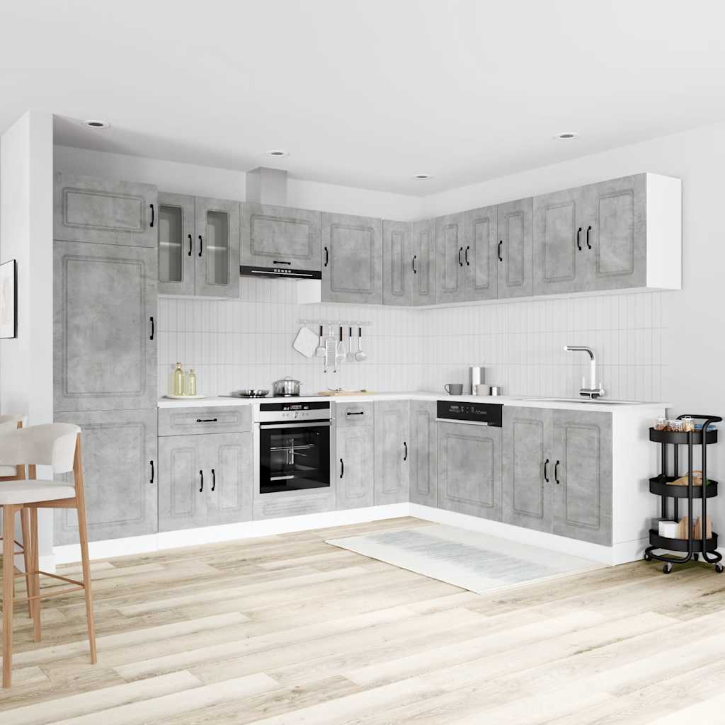 vidaXL 14 Piece Kitchen Cabinet Set "Kalmar" Concrete Grey