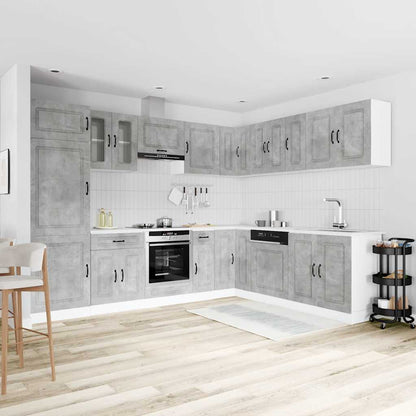 vidaXL 14 Piece Kitchen Cabinet Set "Kalmar" Concrete Grey