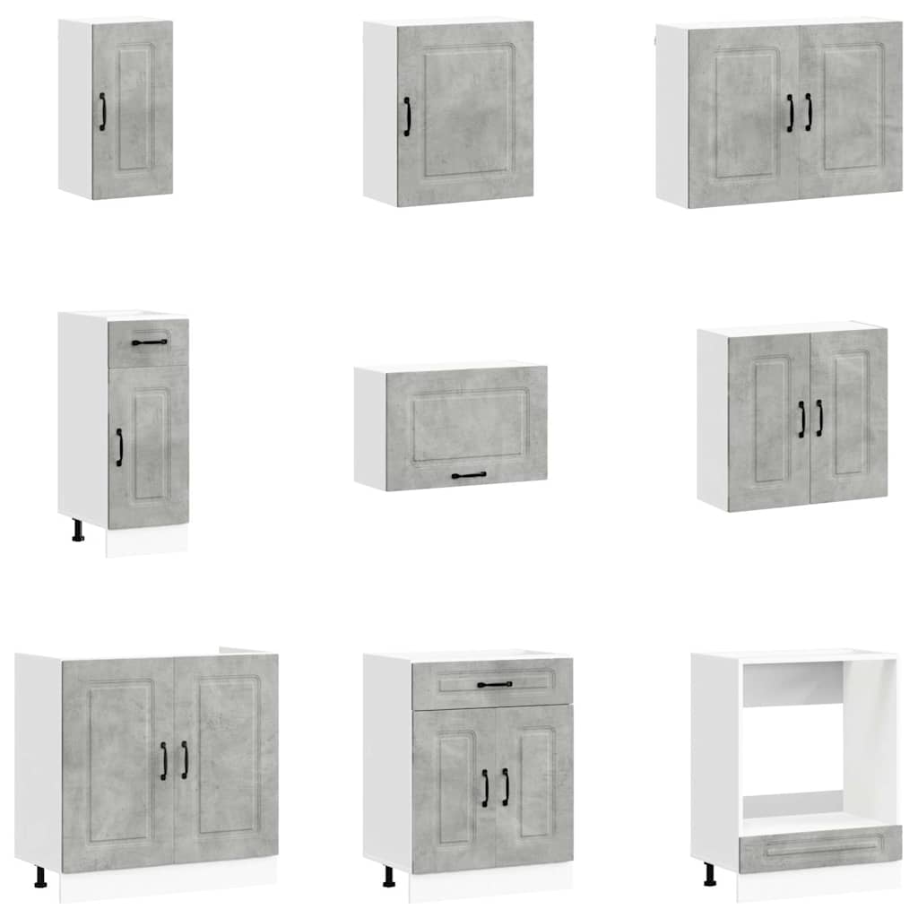 vidaXL 14 Piece Kitchen Cabinet Set "Kalmar" Concrete Grey