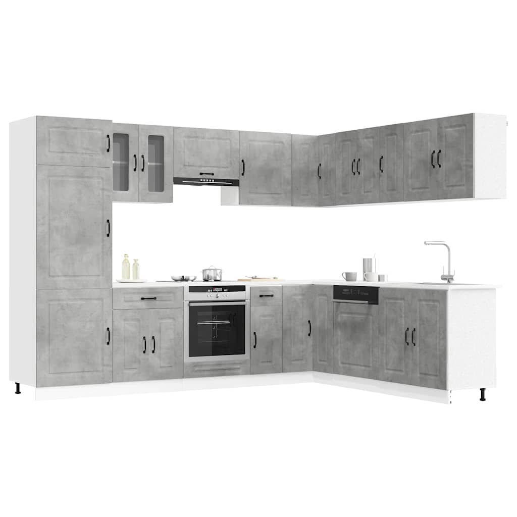 vidaXL 14 Piece Kitchen Cabinet Set "Kalmar" Concrete Grey