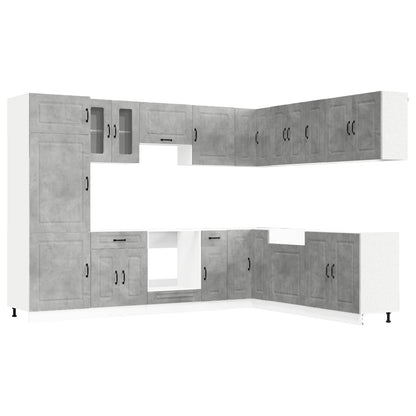 vidaXL 14 Piece Kitchen Cabinet Set "Kalmar" Concrete Grey