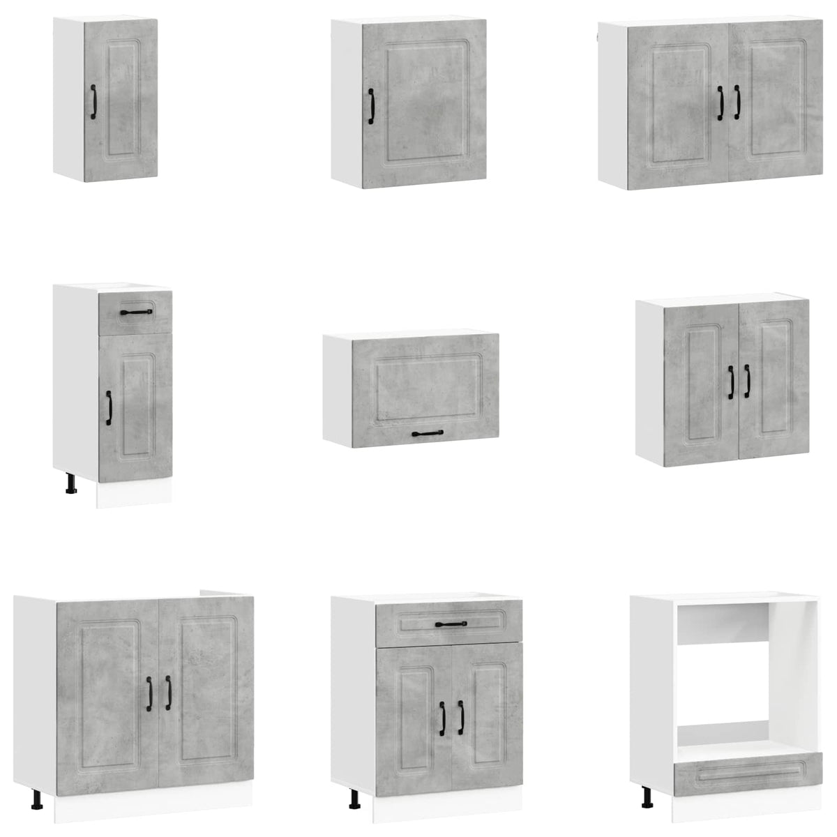 vidaXL 14 Piece Kitchen Cabinet Set "Kalmar" Concrete Grey