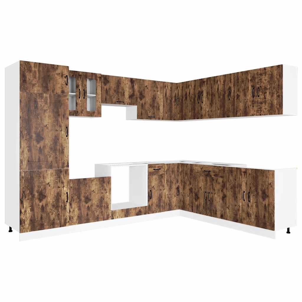 vidaXL 14 Piece Kitchen Cabinet Set Kalmar Smoked Oak Engineered Wood