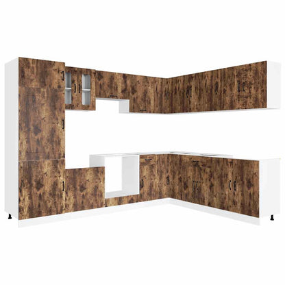 vidaXL 14 Piece Kitchen Cabinet Set Kalmar Smoked Oak Engineered Wood