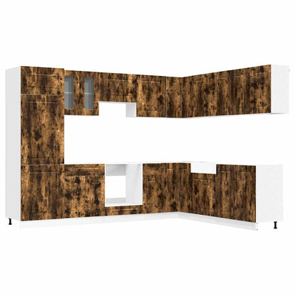 vidaXL 14 Piece Kitchen Cabinet Set "Kalmar" Smoked Oak Engineered Wood
