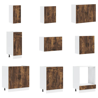 vidaXL 14 Piece Kitchen Cabinet Set Kalmar Smoked Oak Engineered Wood
