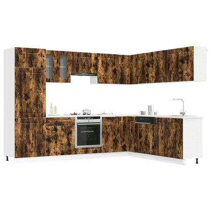 vidaXL 14 Piece Kitchen Cabinet Set "Kalmar" Smoked Oak Engineered Wood
