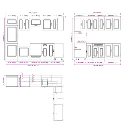 vidaXL 14 Piece Kitchen Cabinet Set Kalmar Grey Sonoma Engineered Wood