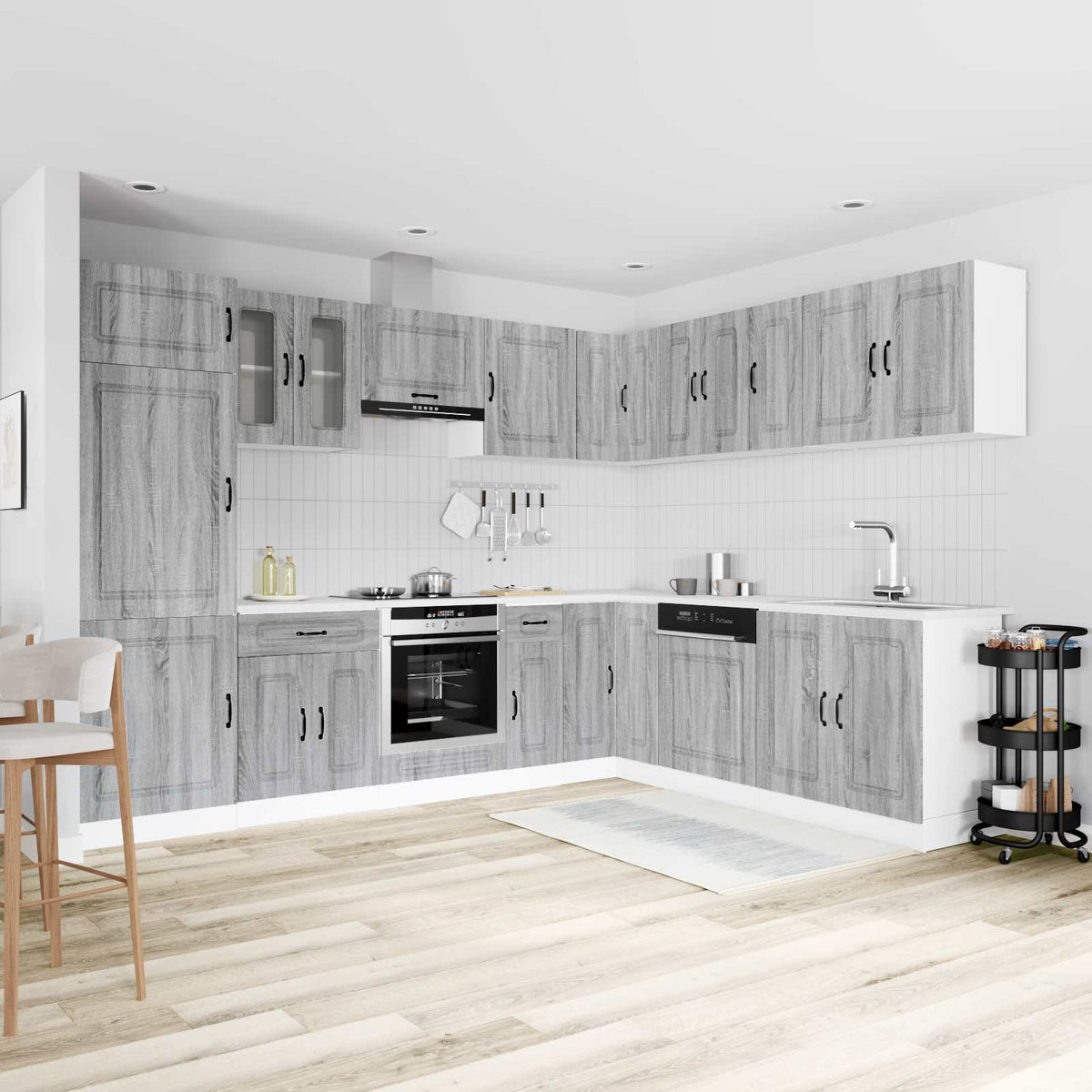 vidaXL 14 Piece Kitchen Cabinet Set "Kalmar" Grey Sonoma Engineered Wood