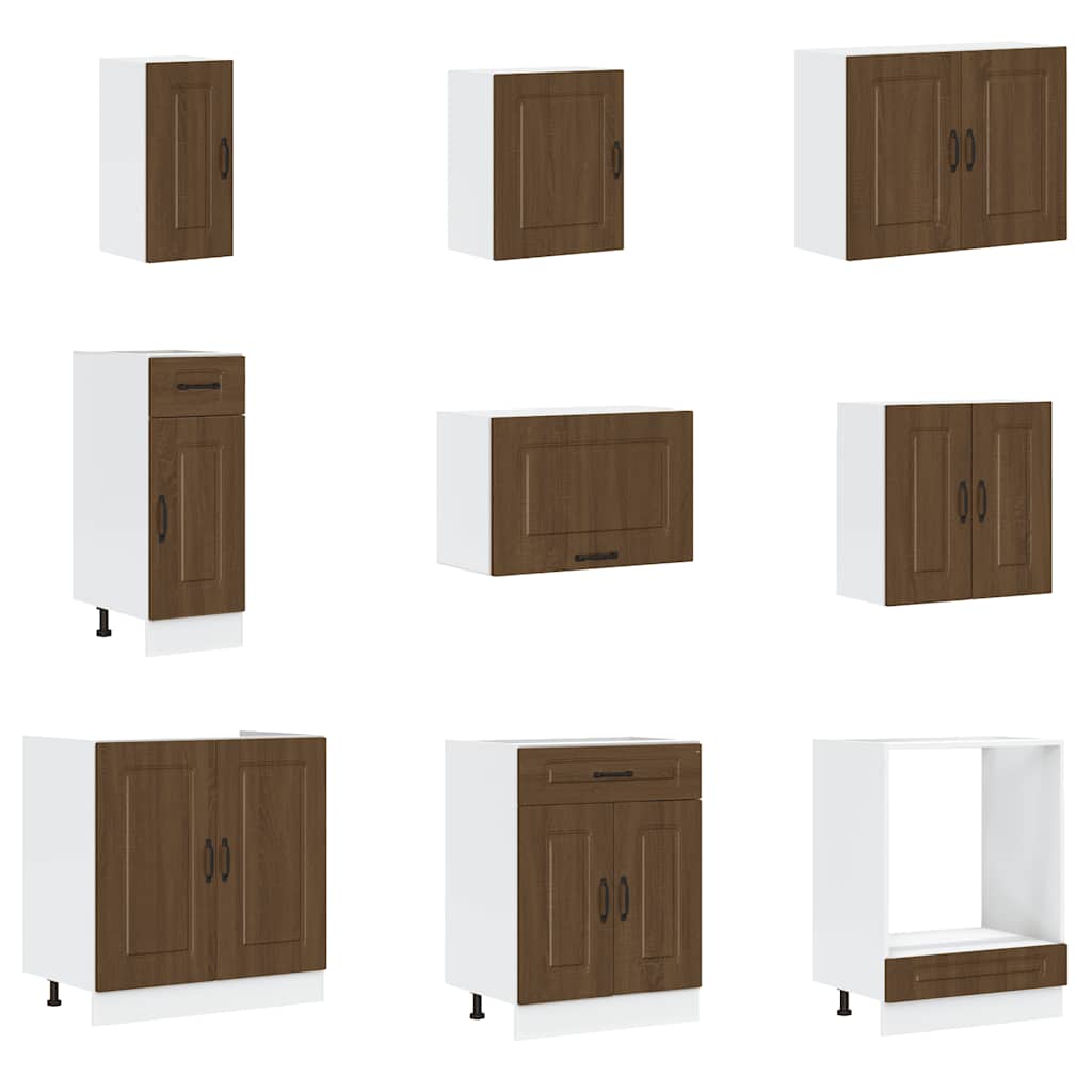 vidaXL 14 Piece Kitchen Cabinet Set Kalmar Brown Oak Engineered Wood