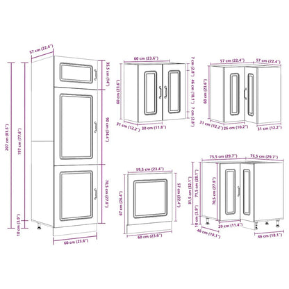 vidaXL 14 Piece Kitchen Cabinet Set Kalmar Brown Oak Engineered Wood