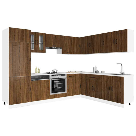 vidaXL 14 Piece Kitchen Cabinet Set "Kalmar" Brown Oak Engineered Wood